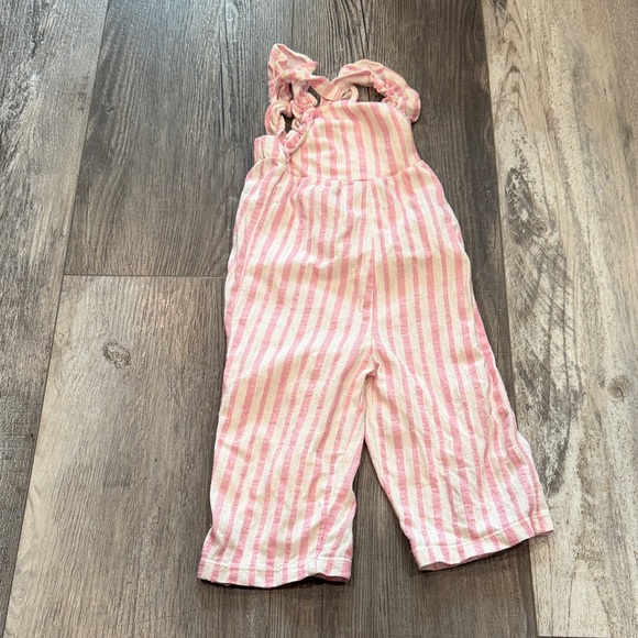 Zara Other - Zara Pink and White Striped Kids Overalls